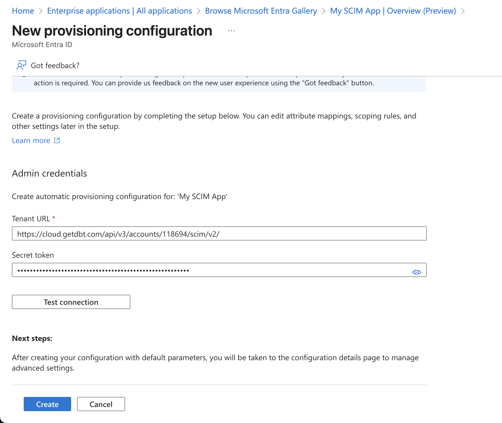Configure the app and test the connection. Configure the app and test the connection.